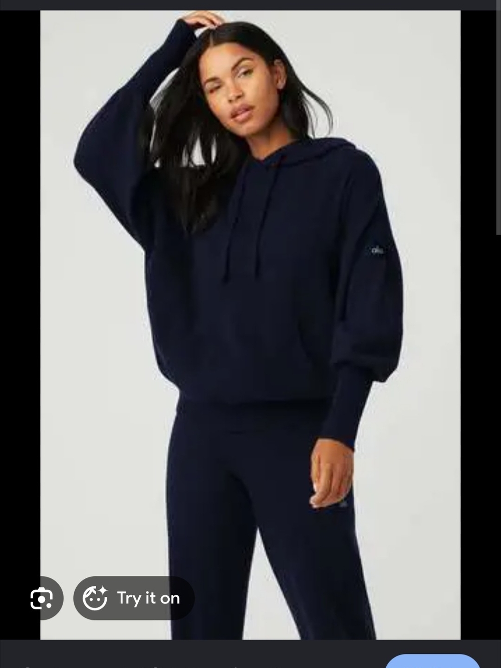 Alo Yoga Jet Set Cashmere Hoodie And Pants Set Navy S